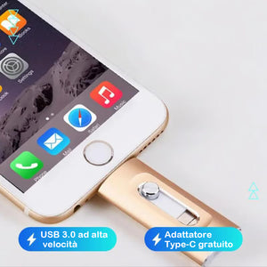 ⚡Unità flash 3 in 1, unità flash USB 3.0 portatile ad alta velocità, unità flash OTG con adattatore Type-C gratuito per telefoni Android/PC e altri dispositivi