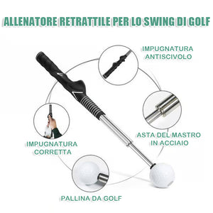 Mazza telescopica, ausilio retrattile per l'allenamento dello swing nel golf