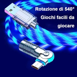 Cavo di ricarica rapida rotante a 540° con luci