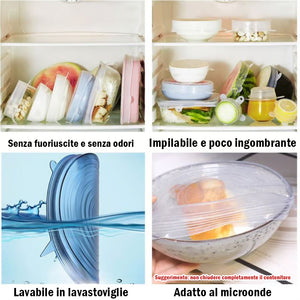 Coperchio elastico riutilizzabile in silicone per alimenti