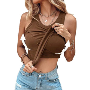 ✨Canotta a coste da donna con reggiseno a balconcino