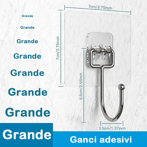 Ganci adesivi da parete resistenti - Montaggio senza chiodi per cucina, bagno e ufficio!