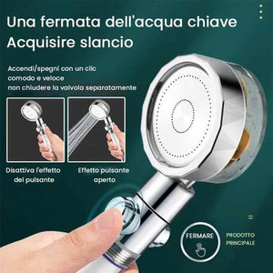 Doccia ad alta pressione rotante a 360 ° con flusso di risparmio idrico