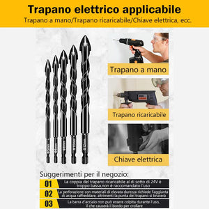 Punta elicoidale a croce a quattro lame