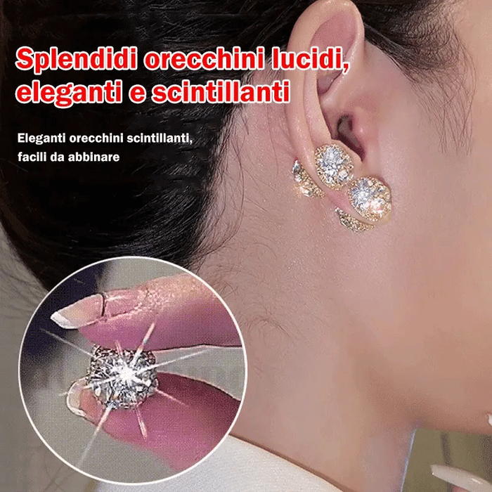 Orecchini A Perno Con Cerchio E Diamante Trasparente - Foto 5