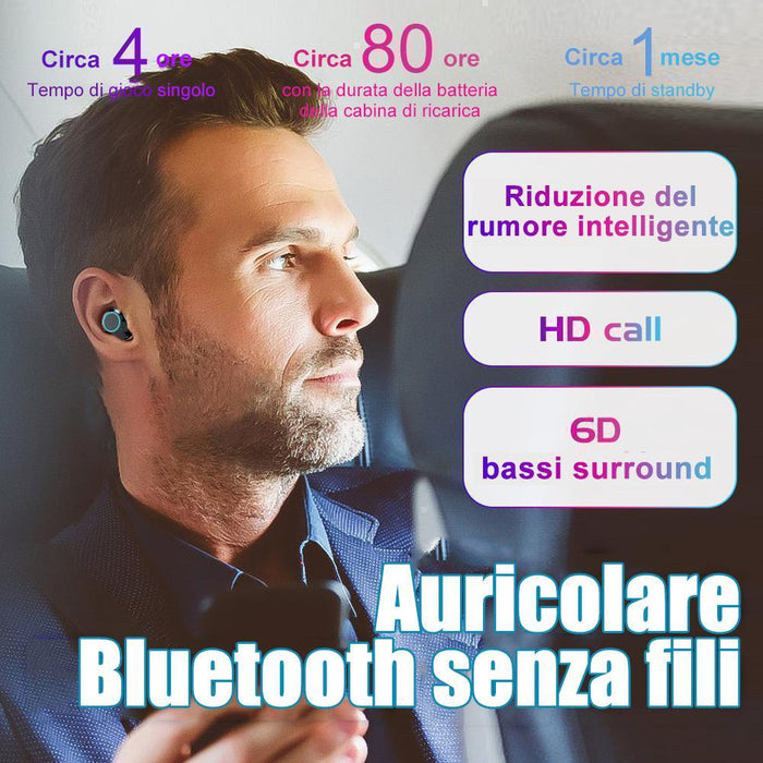 Auricolare Bluetooth wireless impermeabile, nero