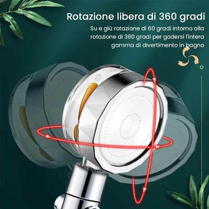 Doccia ad alta pressione rotante a 360 ° con flusso di risparmio idrico