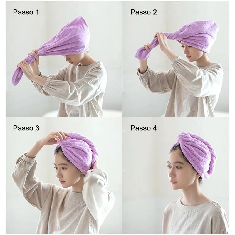 Asciugamano per asciugacapelli turbante, turbante per capelli 3 pezzi  asciugamano per capelli asciugarsi rapidamente