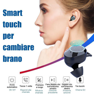 Auricolare Bluetooth wireless impermeabile, nero