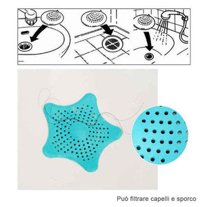 Ventosa e Filtro per Scarico a Pavimento Multiuso a Forma di Stella per Cucina e Bagno (Confezione da 3)