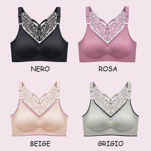 Reggiseno senza spalline con ricamo a farfalla