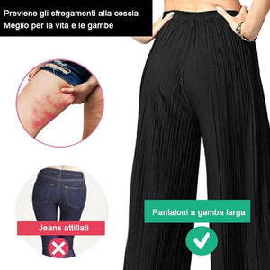 PANTALONI DA DONNA A GAMBA LARGA IN SETA GHIACCIO